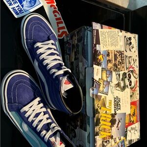 Vans Blue and White High-Top Sneakers
